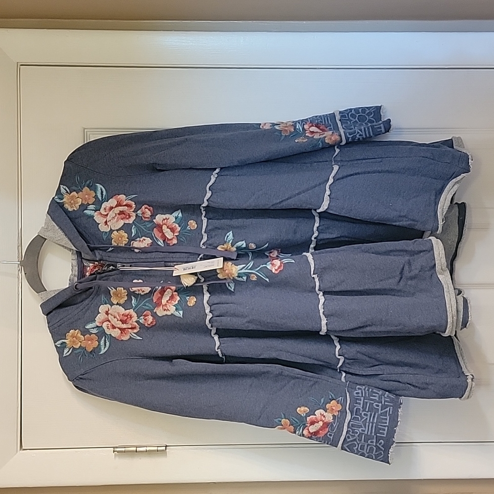 Johnny Was Utopia tiered hoodie size small Blue